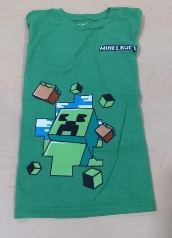 Minecraft Creeper Graphic Youth T-Shirt, Green Size Large