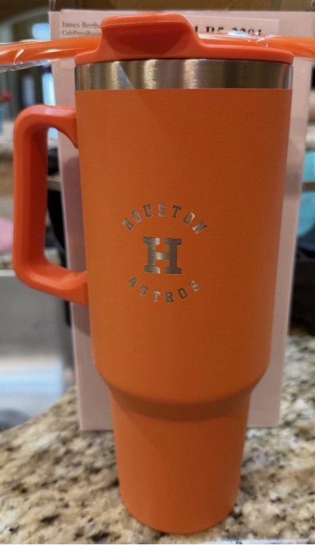 Houston Astros Orange Stainless Steel Tumbler With Handle 40oz NEW