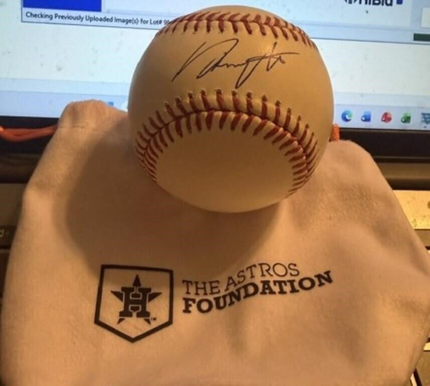 Signed Rawlings Official Major League Baseball With Houston Astros Foundation Pouch Josh Hader