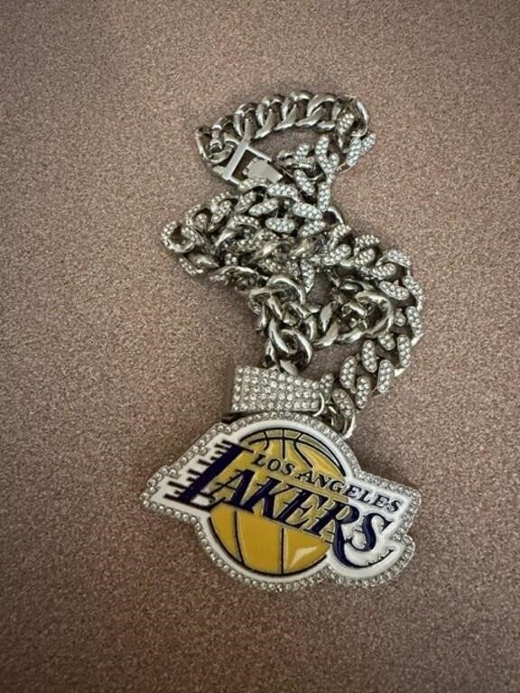 Los Angeles Lakers Iced Out Pendant Cuban Link Chain Necklace for Los Angeles…