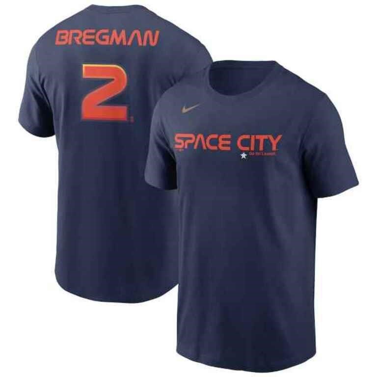 Nike Astros "Space City" Alex Bregman No. 2 Navy T-Shirt 2XL