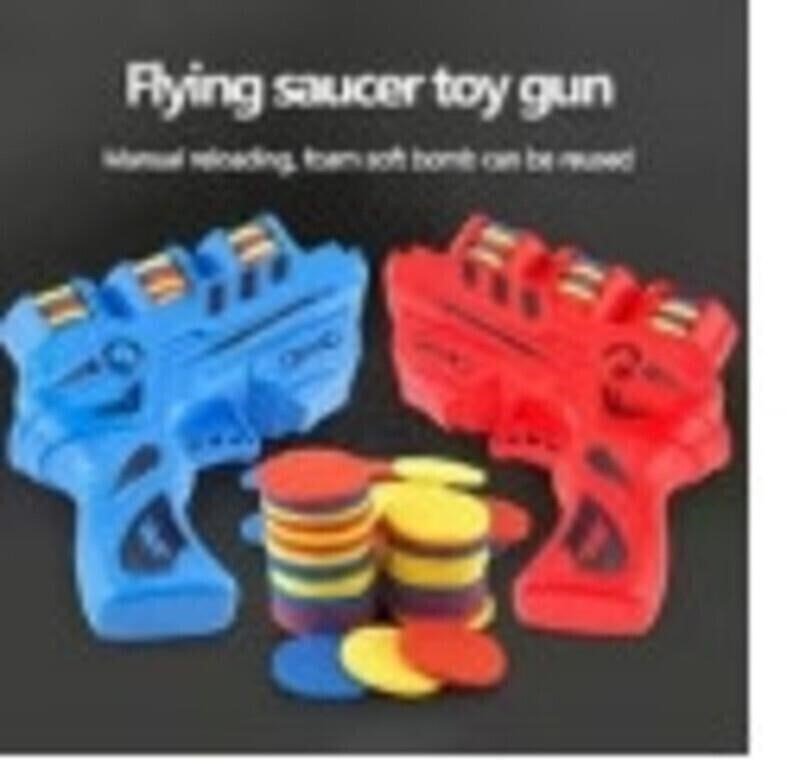 Flying Saucer Toy Guns With Foam Discs, Blue and Red