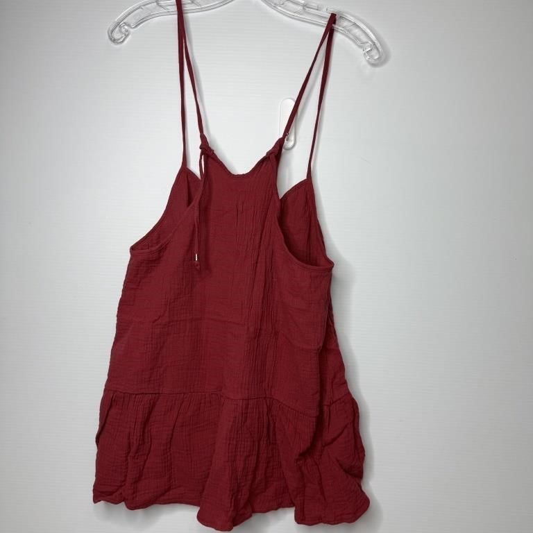 Dark Red Spaghetti Strap Peplum Tunic Size Medium