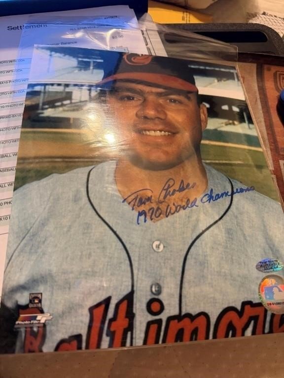 Signed Baltimore Orioles 8x10 Photo, "1970 World Champions" Inscription Tom Phoebus
