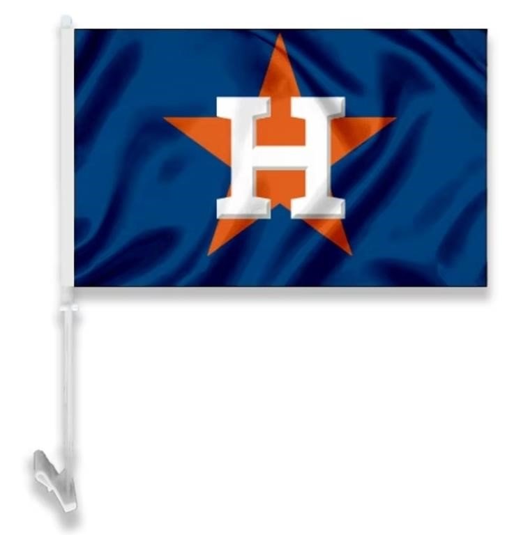 Set of 2 Houston Astros Car Window Flag With Plastic Pole