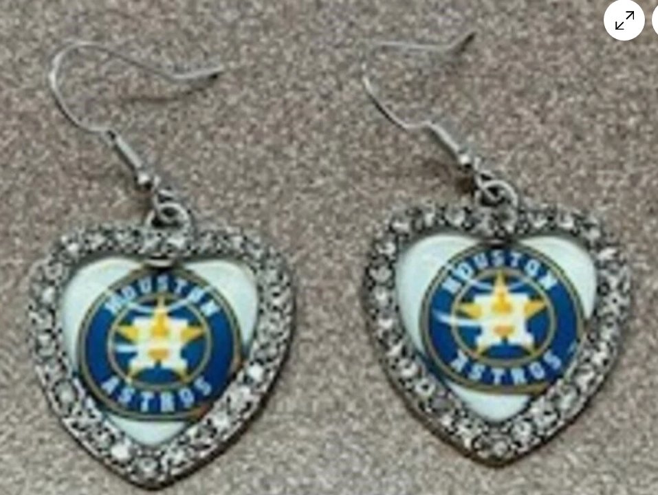 Houston Astros Rhinestone Heart Drop Earrings