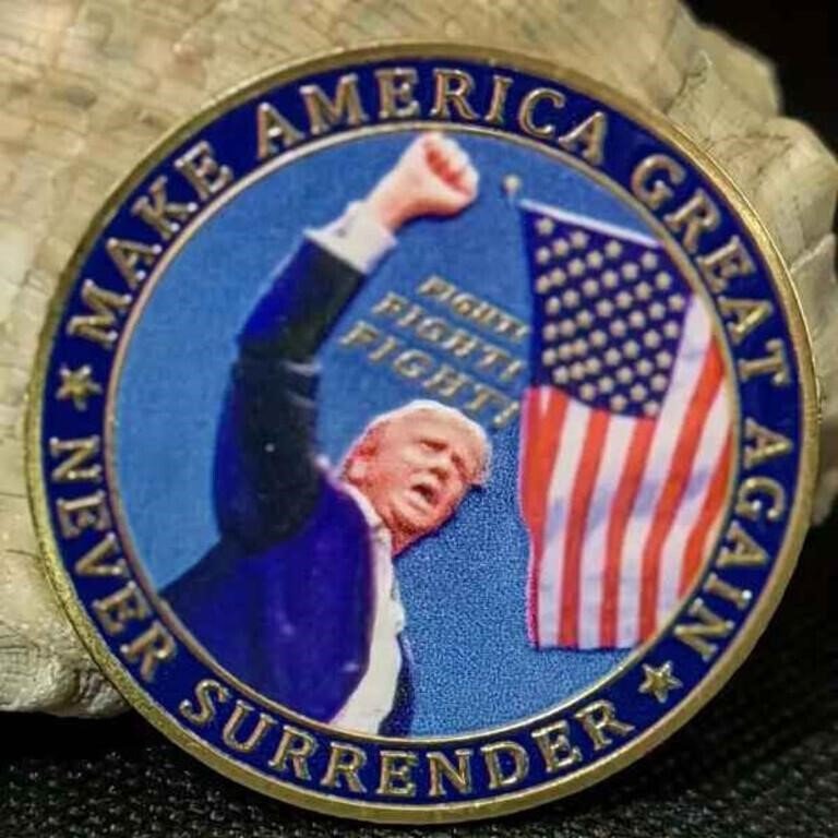Donald Trump "Never Surrender" Colorized Commemorative Medal