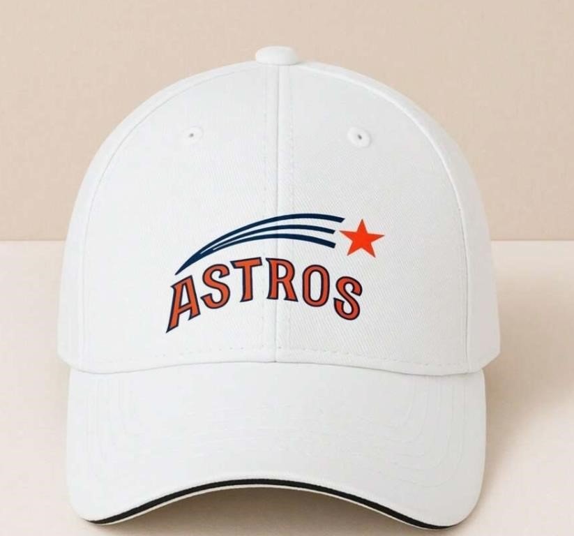 White Cotton Twill "Astros" Embroidered Baseball Cap