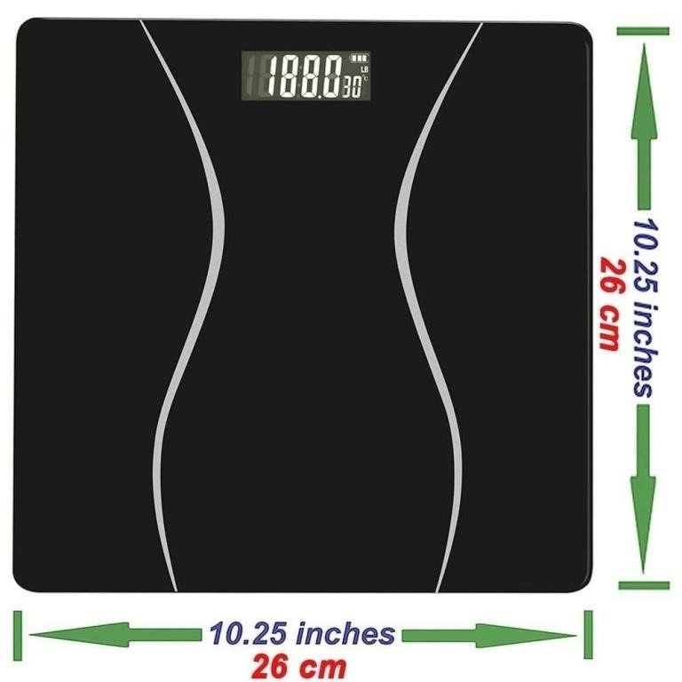 Black Glass Digital Bathroom Scale with LCD Display