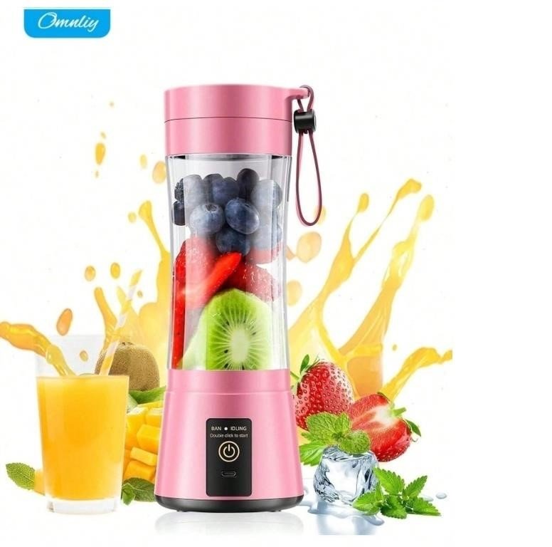 Omnliy Pink Portable Personal Blender With Carrying Loop