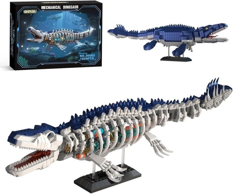 Onturo Mechanical Dinosaur Mosasaurus Building Block Set, 1,026 Pieces