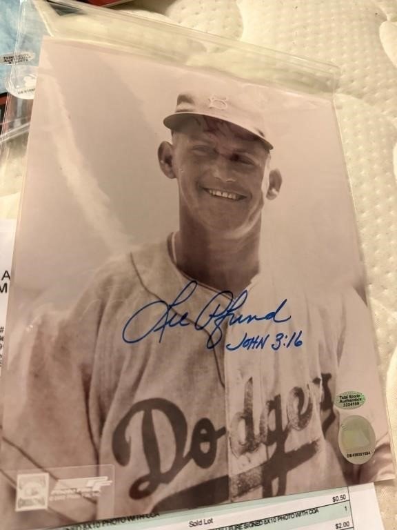 Lee Pfund Signed Brooklyn Dodgers 8x10 Photograph w/COA