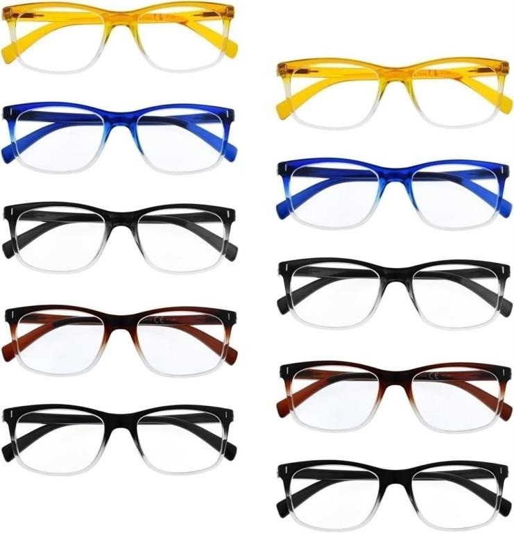 Ten Pairs Two-Tone Plastic Frame Reading Glasses