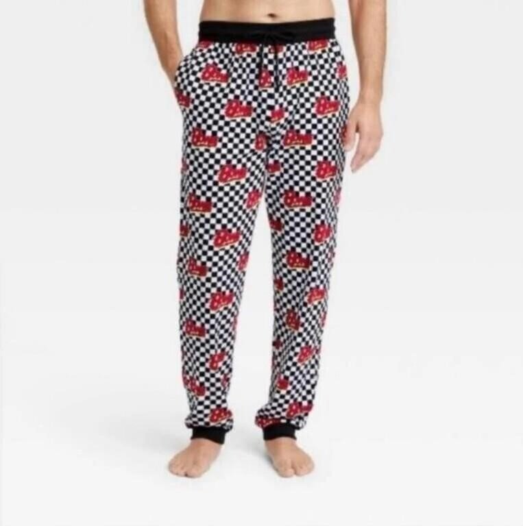 Men's Checkerboard Print Knit Pajama Jogger Pants David Bowie Size Small