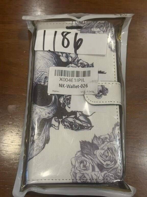 Skull and Roses Folio Phone Wallet Case, New