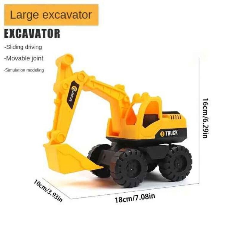 Yellow Plastic Toy Excavator With Movable Arm