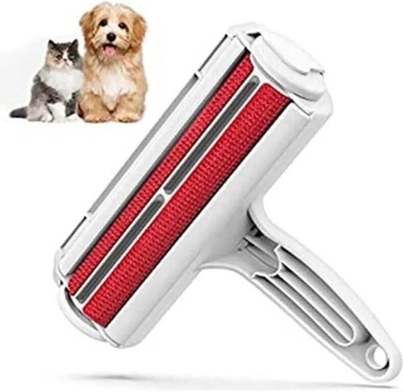 Reusable Pet Hair Removal Roller, White and Red