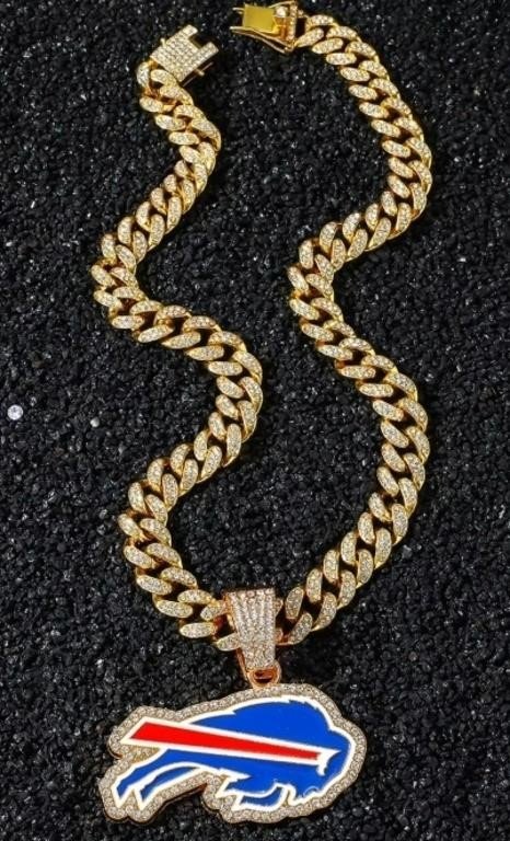 Buffalo Bills Iced Out Cuban Link Chain Pendant Necklace for Buffalo Bills